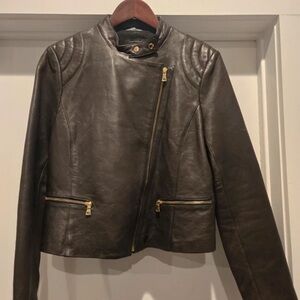 Ann Taylor Chocolate Brown Leather Jacket